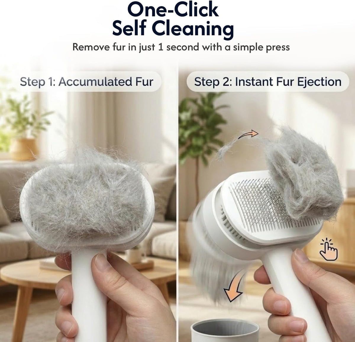 Cat Brush for Shedding, Self Cleaning Slicker Brush for Cats Dogs