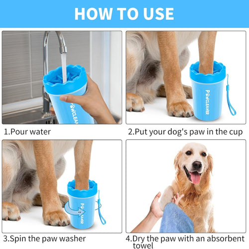 Professional 7 in 1 Dog Paw Cleaner for Dogs & Cats Includes 1 Portable Paw Washer 1 Bath Brush 2 Dog Toothbrushes and 3 Absorbent Towels Note Fits Paws 1.5 to 2.5 Inches Wide